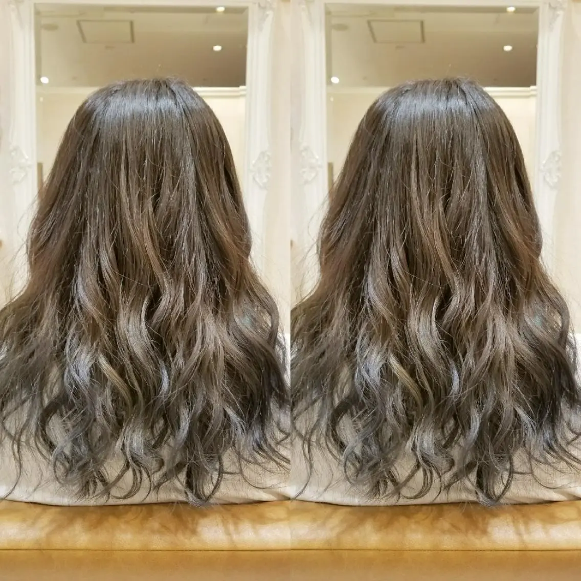 ロング カラー バレイヤージュ ブルーカラー ブルージュ レイヤーカット ブリーチ・ハイトーン 特化🎉内山のヘアスタイル