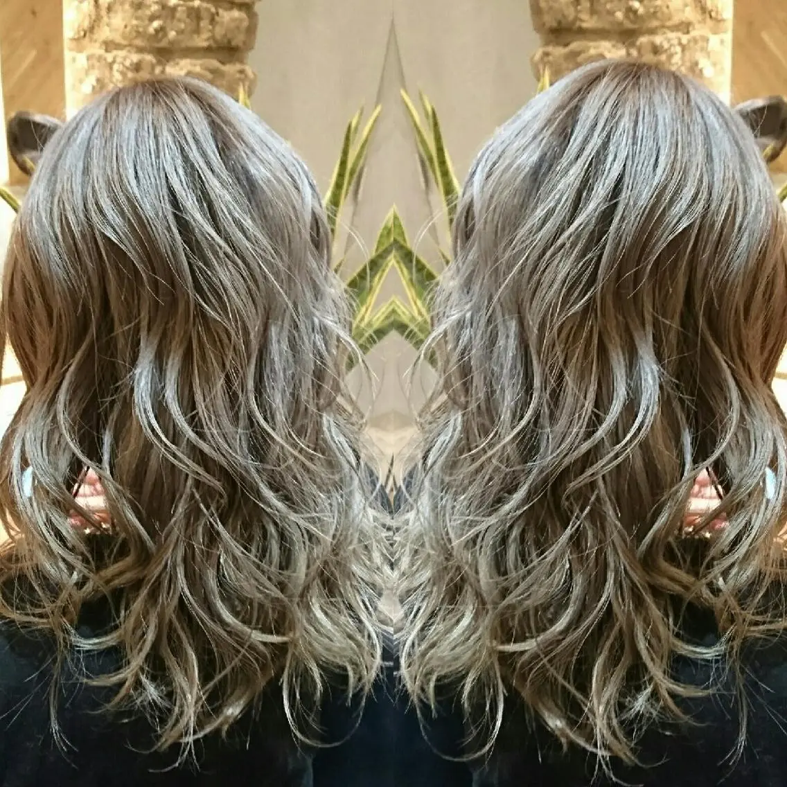 カラー ミディアム ブリーチ グレージュ ミルクティーグレージュ センター南 SEIJIのヘアスタイル