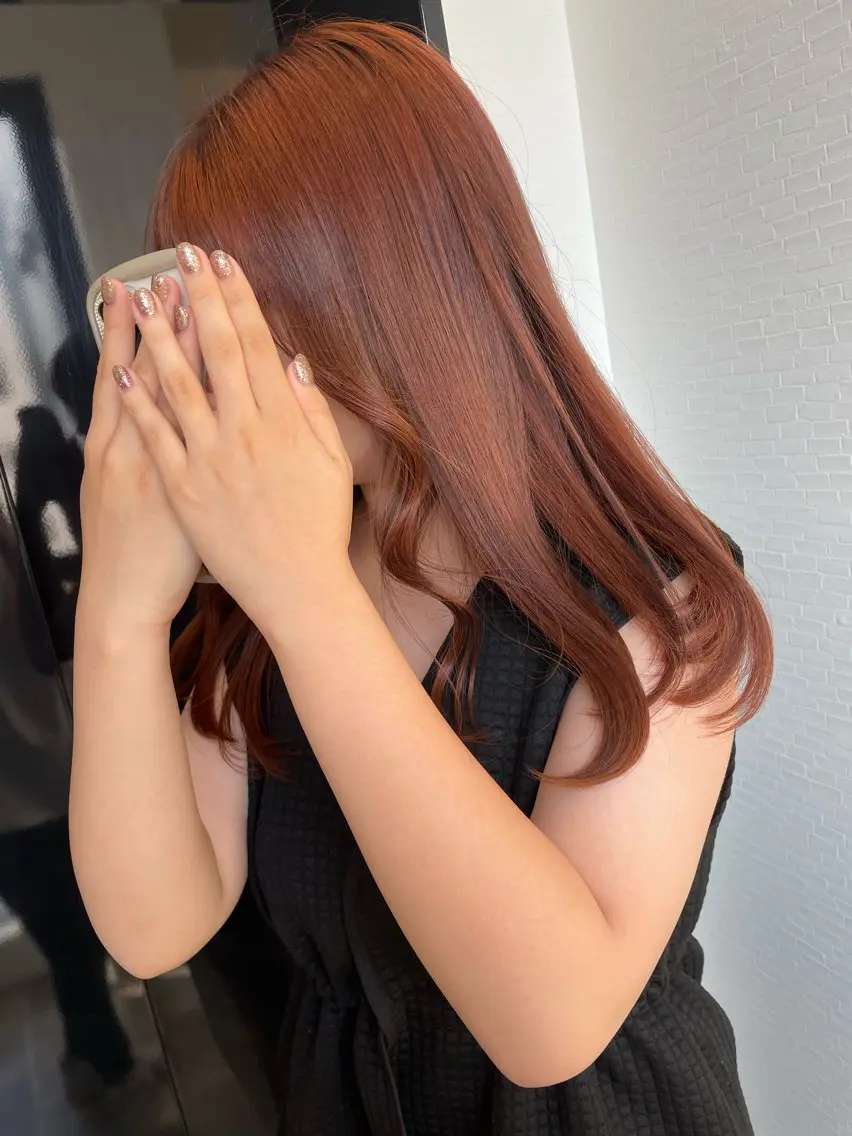 ロング カラー ブラウンカラー オレンジ オレンジブラウン ヘアカラー YUI/ ブリーチカラー🌷のヘアスタイル
