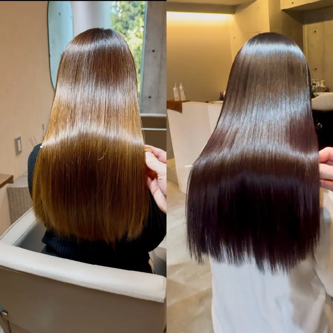 ロング ヘアカラー トリートメント 髪質改善×美髪矯正 艶髪カラー白田晴香のヘアスタイル