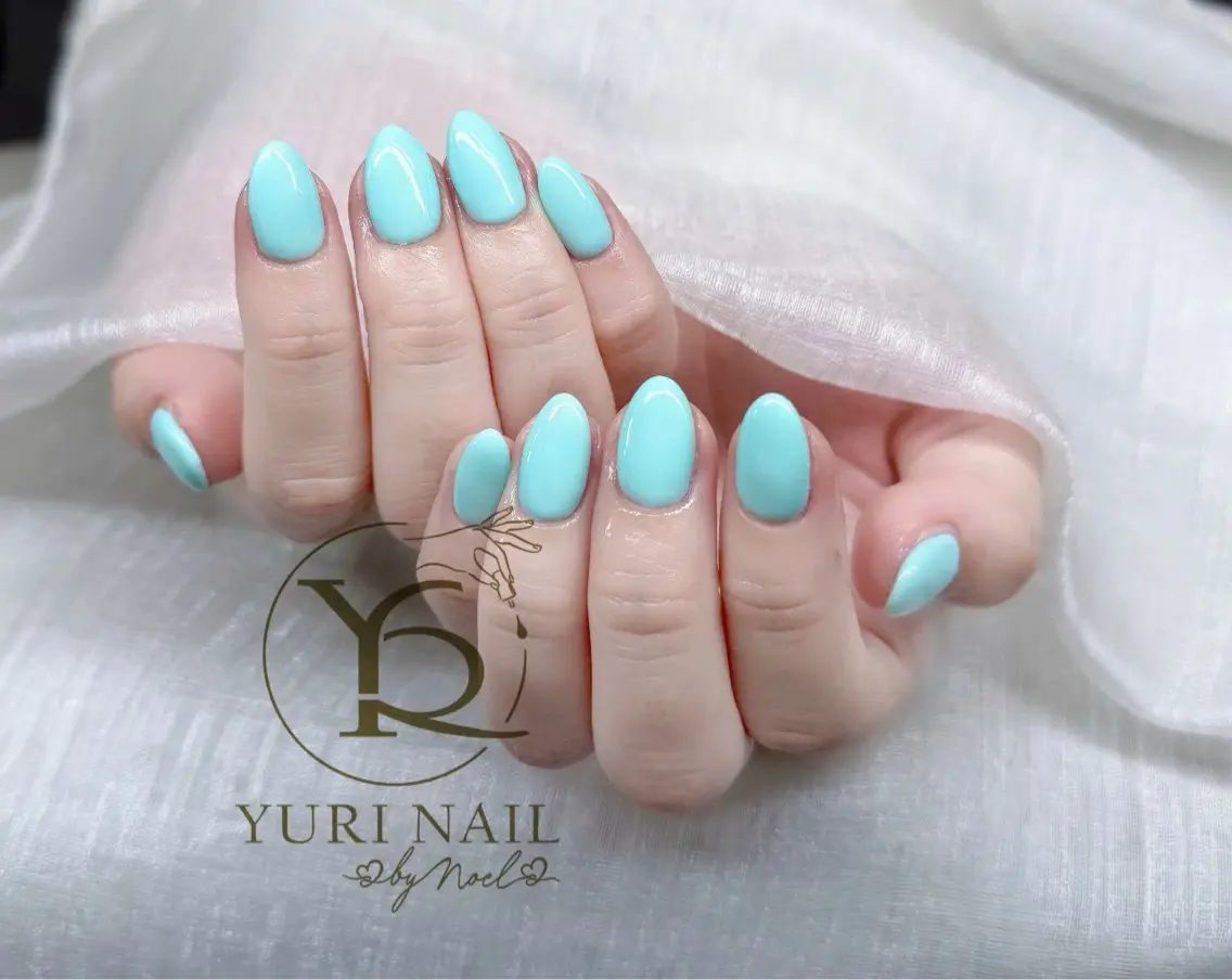 ネイル オーロラネイル ブルー チークネイル フレンチネイル ジェルネイル ハンドネイル フットネイル YURI Nail Funabashiのネイルデザイン