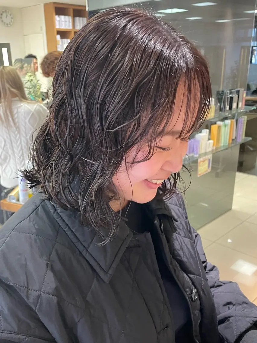パーマ 透け感/ベージュ カラー/tuburaのヘアスタイル