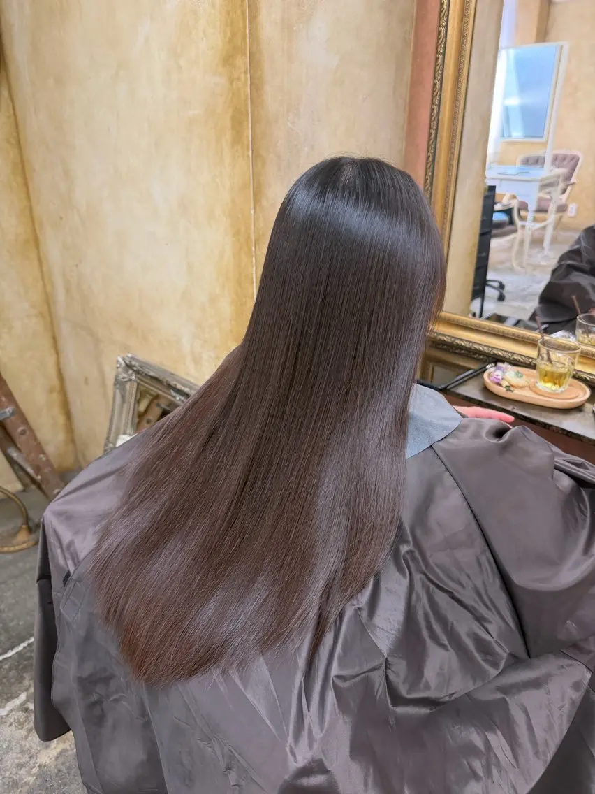 ロング 縮毛矯正 ともざねゆか UniQ/岡山駅のヘアスタイル