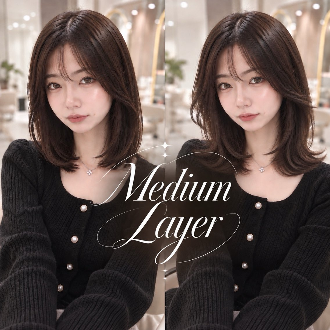 ミディアム カラー カット ヘアカラー トリートメント moeka レイヤー /艶カラー/韓国のヘアスタイル