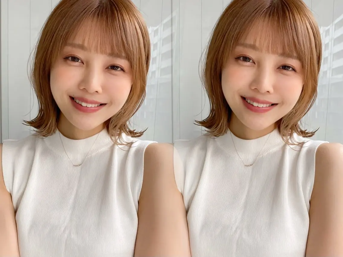 ミディアム カラー ボブ カット ヘアカラー トリートメント レイヤー×髪質改善✨ 渋谷/佐藤侑哉のヘアスタイル