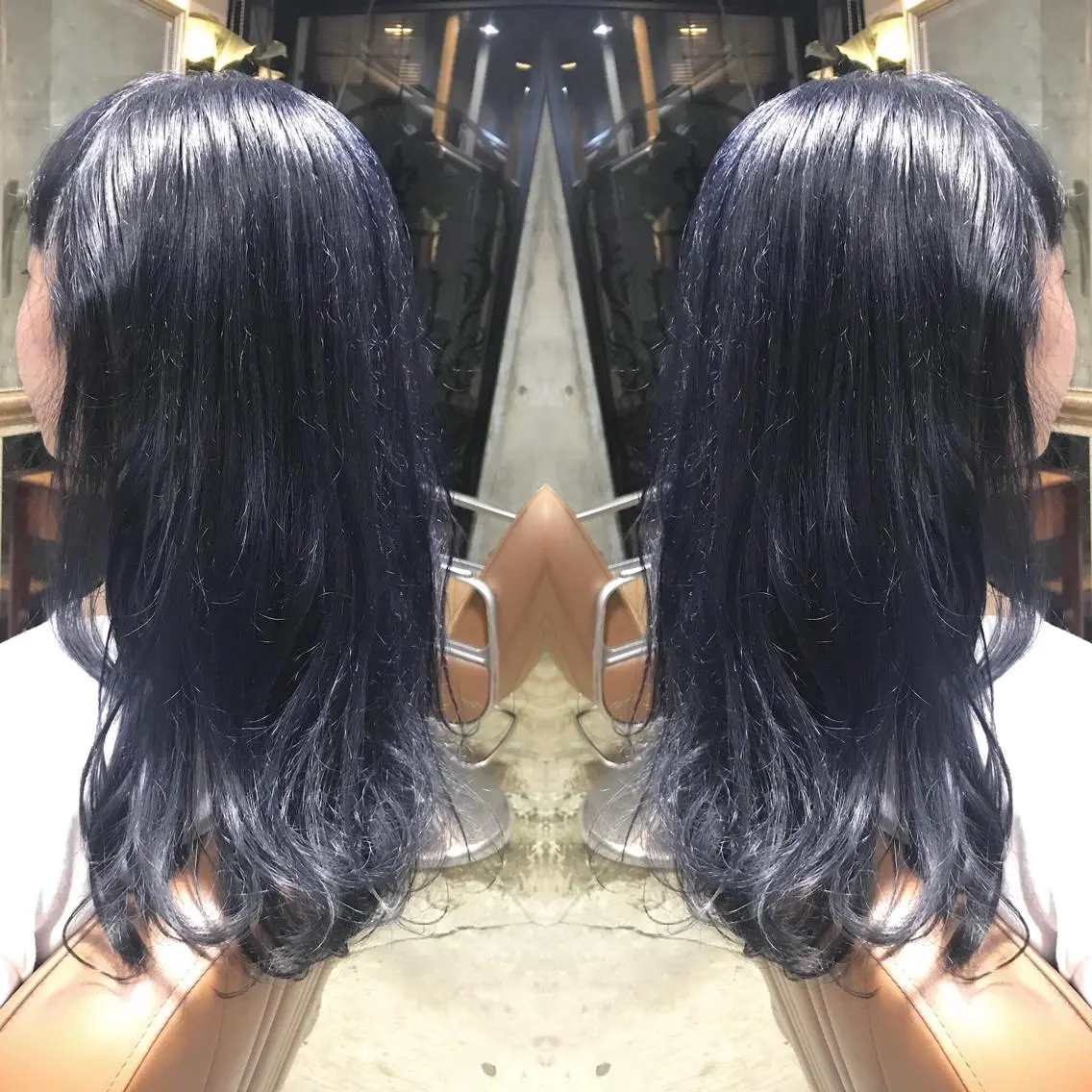 セミロング カラー パーマ ヘアアレンジ メンズ キッズ ネイル マツエク・マツパ ネイビーカラー ネイビー サロンドミルク 渋谷高比良のヘアスタイル