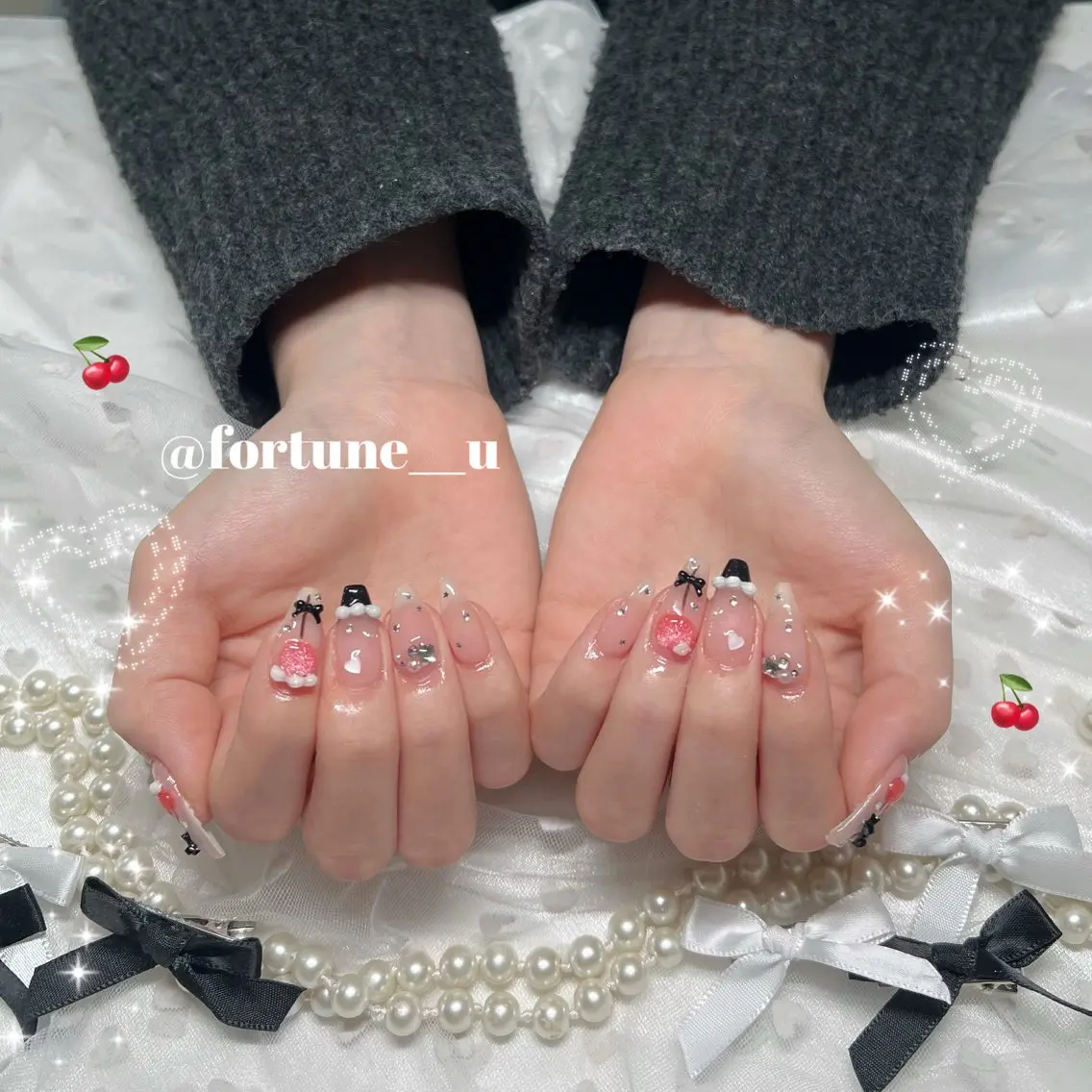 ネイル ガーリー 韓国ネイル ワンホンネイル ハンドネイル 💜✩.* Yuuna💜のネイルデザイン