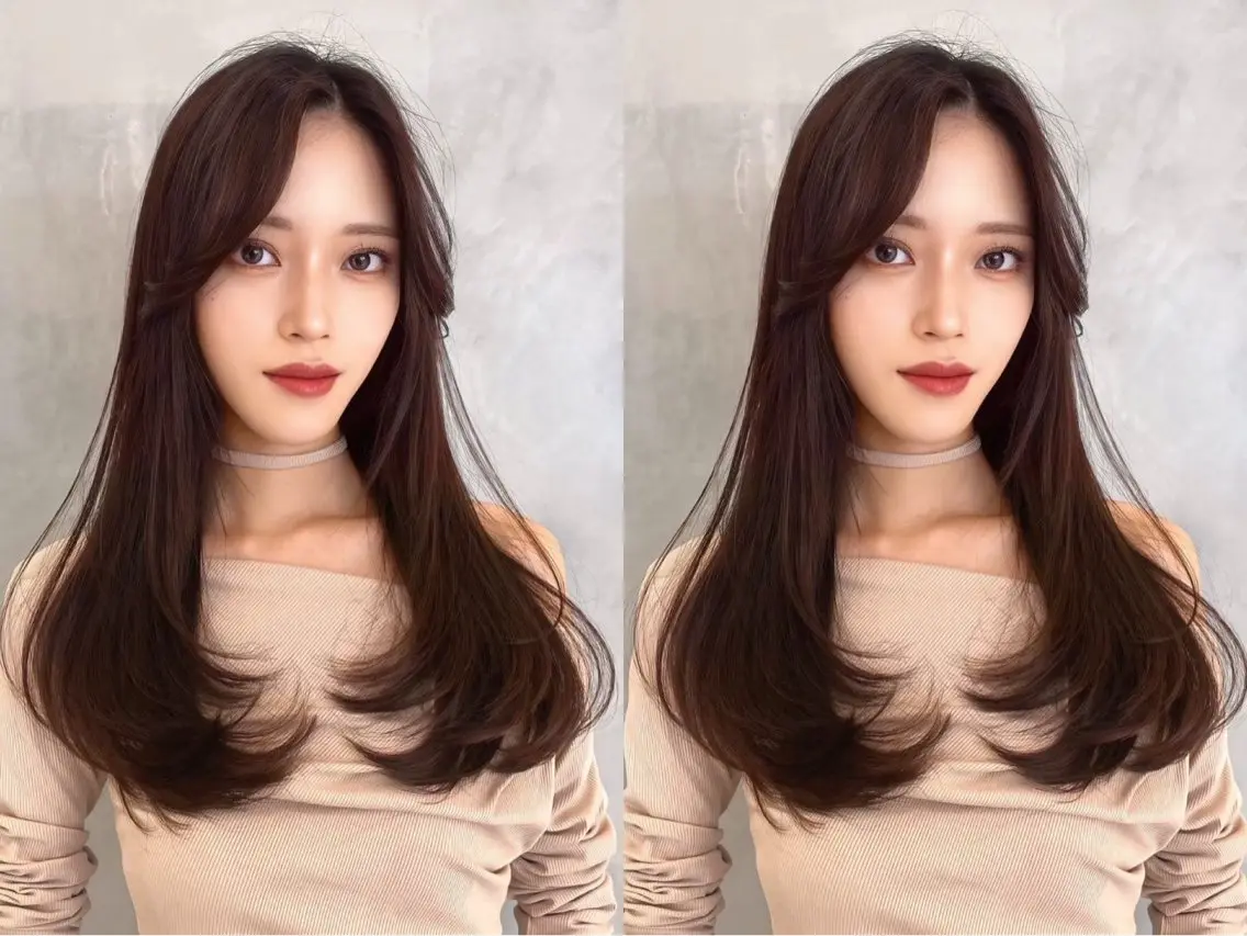 ロング カラー カット ヘアカラー トリートメント レイヤー/髪質改善 縮毛/ハッシュカットのヘアスタイル
