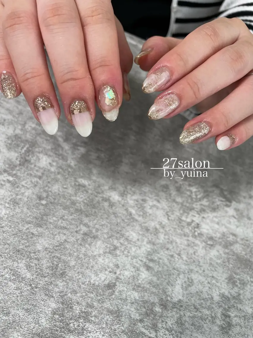 ネイル ニュアンスネイル ホワイト 27salon yuinaのネイルデザイン