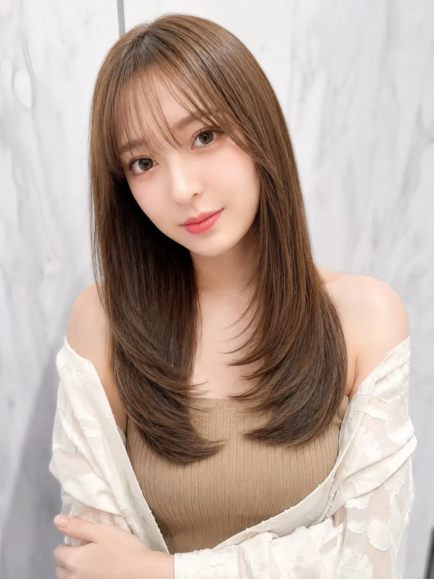セミロング カラー カット ヘアカラー トリートメント 🦋韓国風レイヤー/ 艶髪矯正🦋凛太郎のヘアスタイル