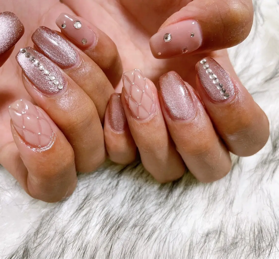 ネイル ジェルネイル 韓国ネイル マグネットネイル メンズネイル パラジェル kiki nail たまプラーザのネイルデザイン