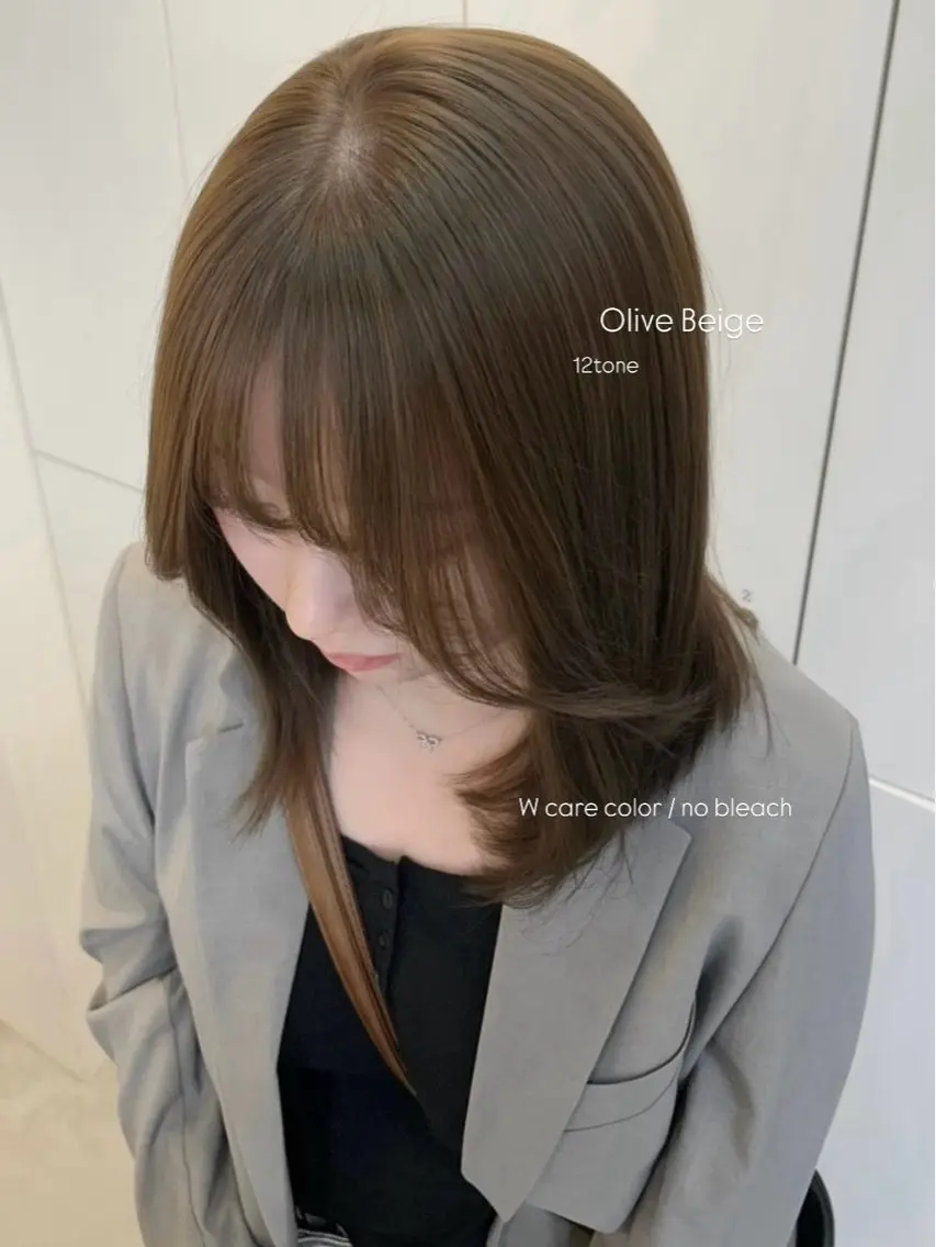 ミディアム カラー ヘアアレンジ ヘアカラー トリートメント ヘアセット 透け感ベージュ🤎 韓国ヘアtakutoのヘアスタイル