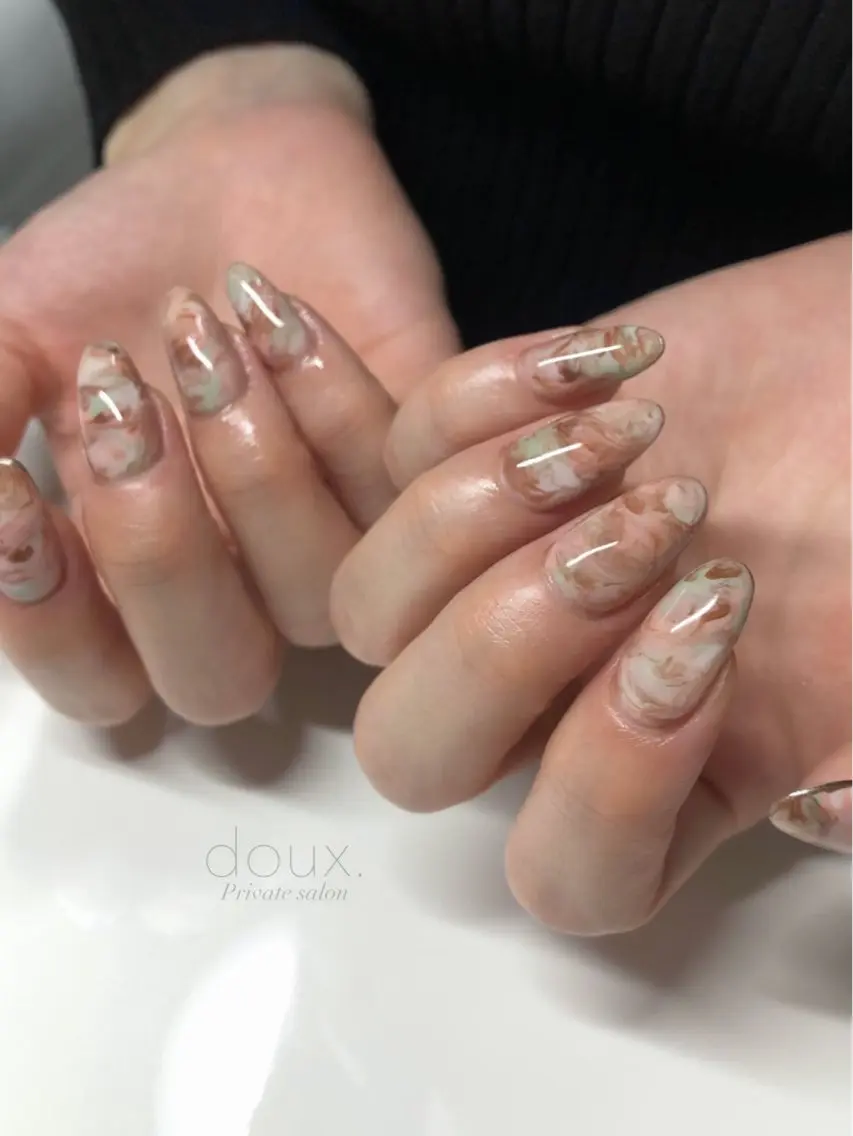 ネイル フレンチネイル 韓国ネイル ミラーネイル ニュアンスネイル ワンカラーネイル doux. nailのネイルデザイン