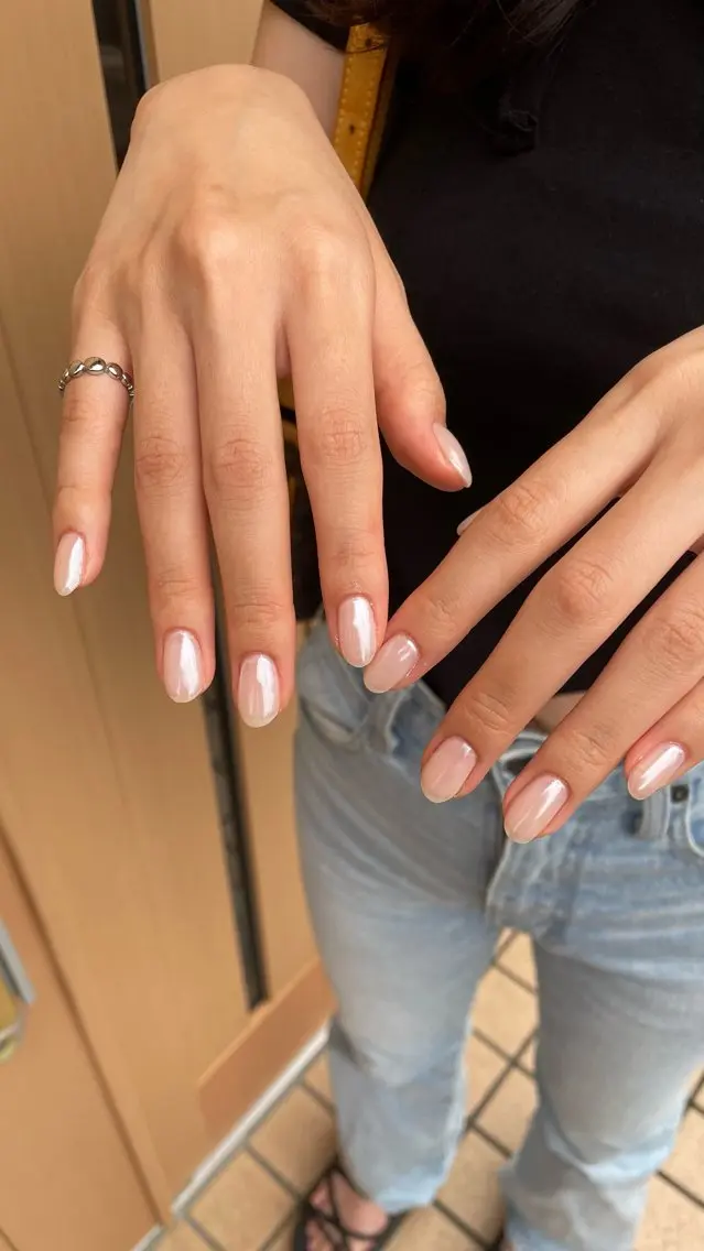ネイル ミラーネイル オフィスネイル ワンカラーネイル シンプルネイル MILL NAILのネイルデザイン