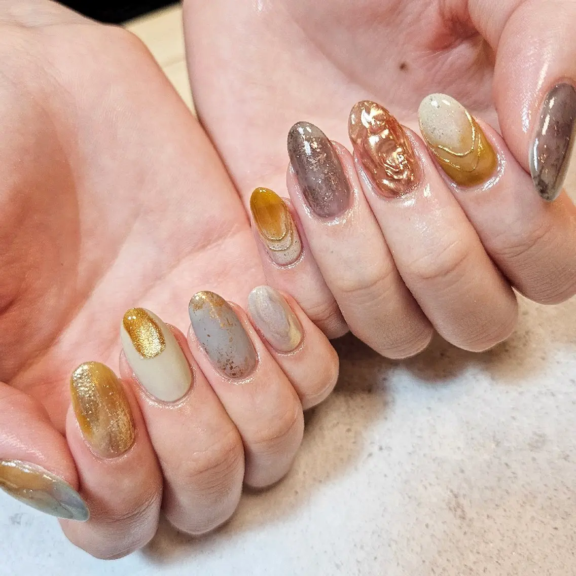 ネイル ジェルネイル マグネットネイル ニュアンスネイル パラジェル 冬ネイル ハンドネイル Nailsalon manoのネイルデザイン