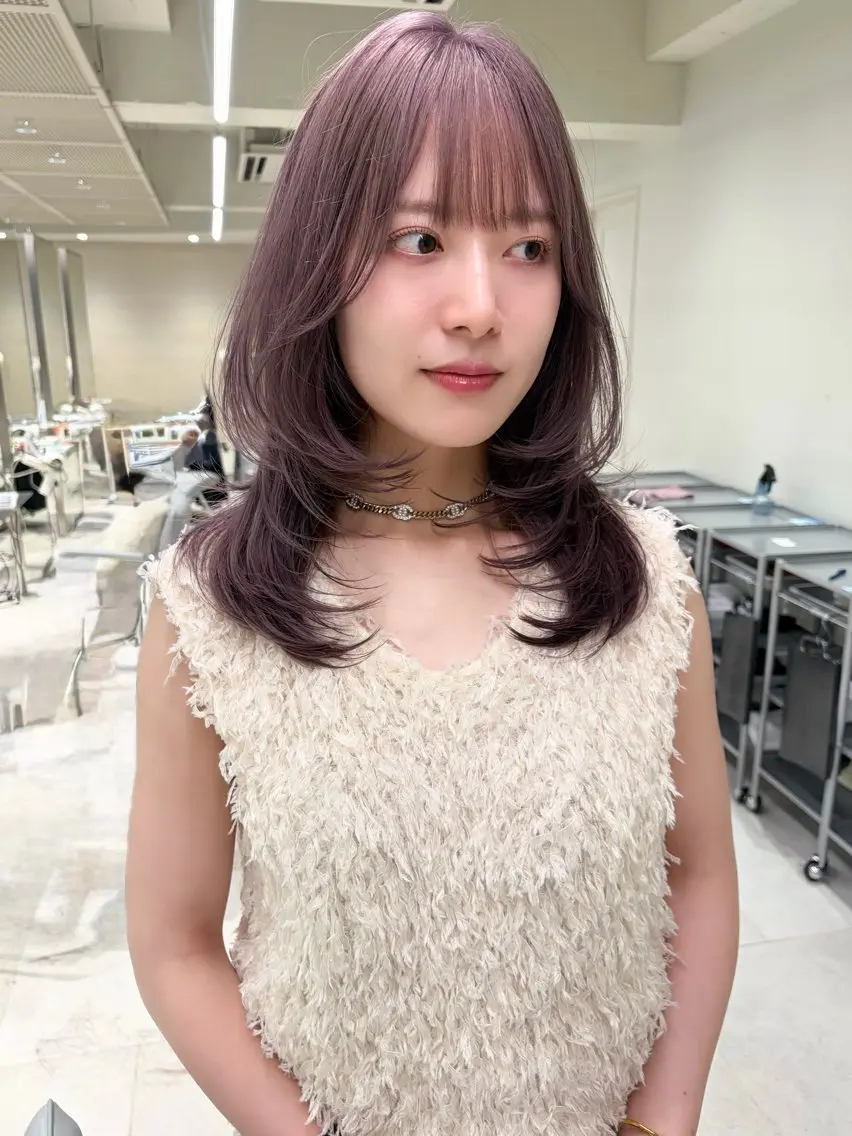 セミロング ヘアカラー kiyono ⭐︎ダブルカラーのヘアスタイル