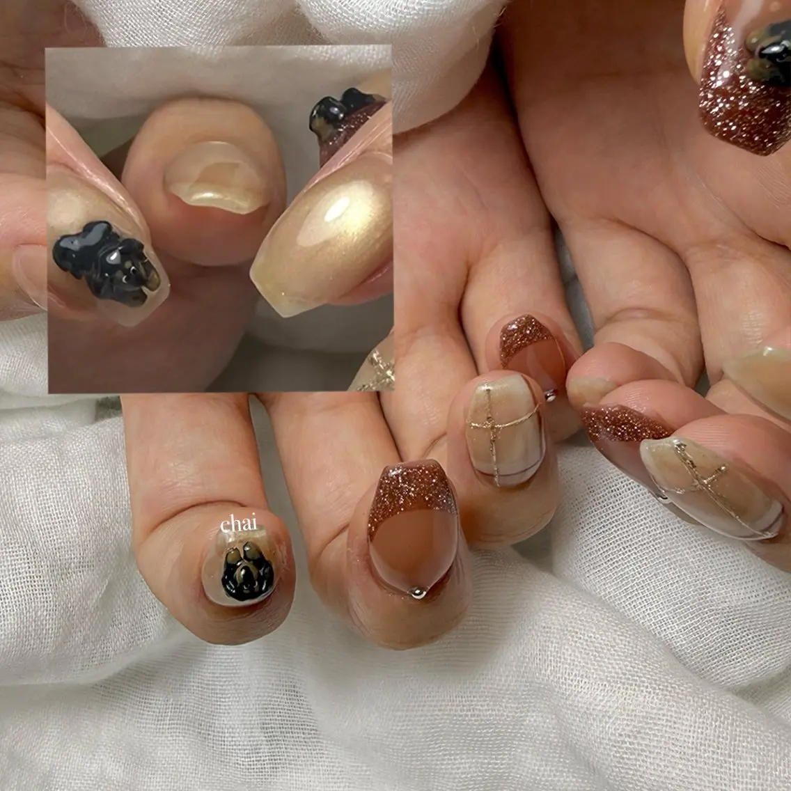 ネイル アートネイル フラッシュネイル マグネットネイル 持ち込み ハンドネイル chai nail + eye📍鶴橋のネイルデザイン