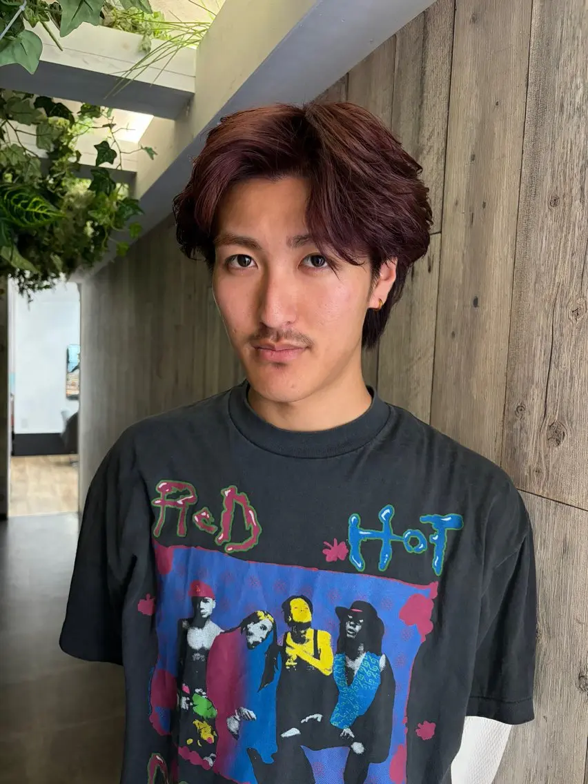 カラー メンズ ブラウンカラー レッドカラー 夢 菜のヘアスタイル