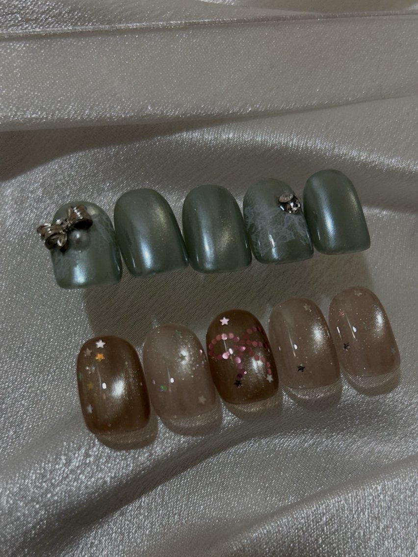 ネイル ブラウン フレンチネイル ガーリー 韓国ネイル レース ハンドネイル ハンドケア lylynail YUUKAのネイルデザイン