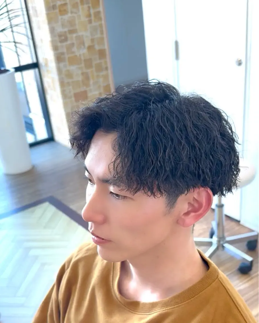パーマ メンズ アップバング カット パーマ ☆★メンズ特化★☆ 川地由麿のヘアスタイル
