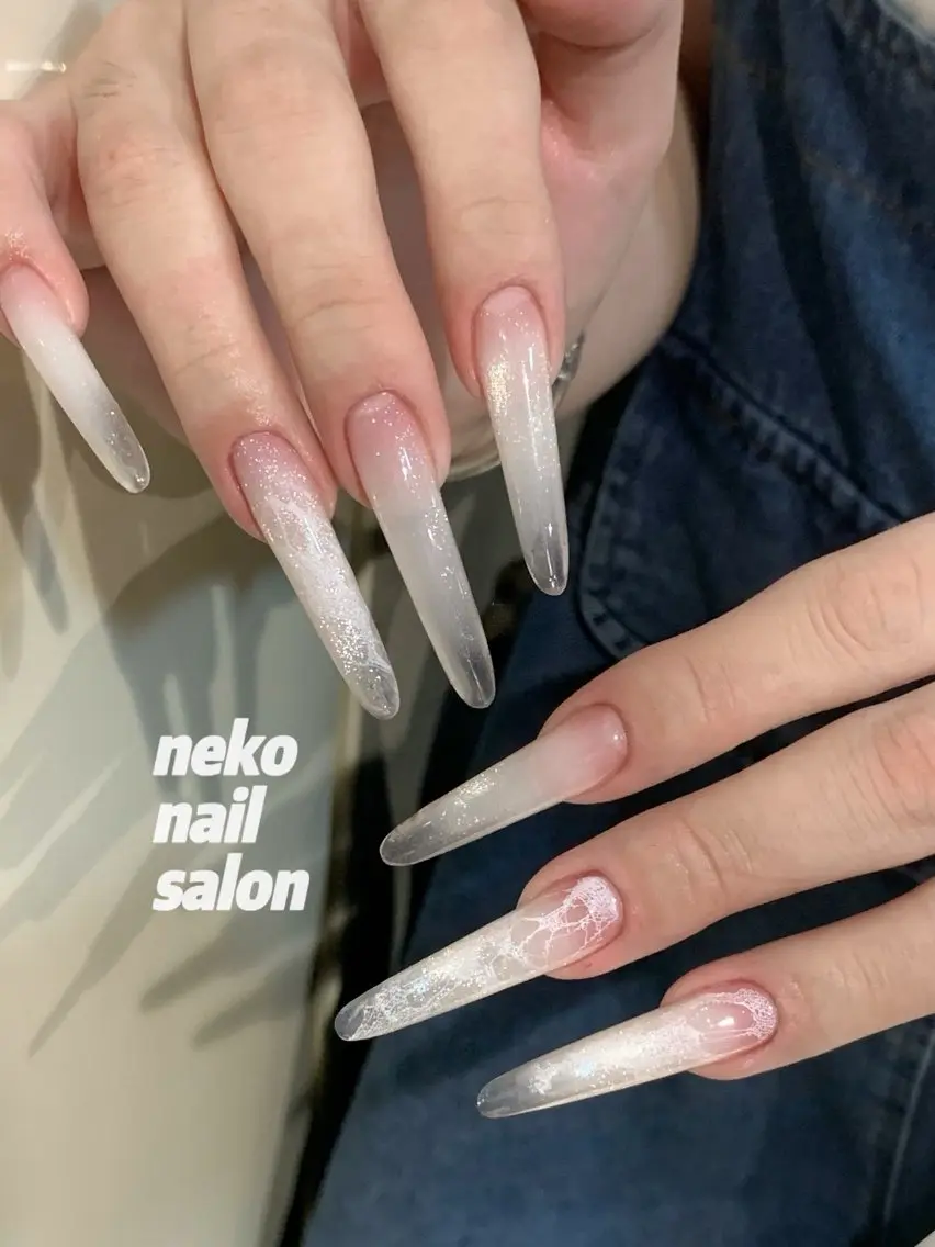 ネイル レース ロングネイル スーパーロングネイル ハンドネイル neko nailのネイルデザイン