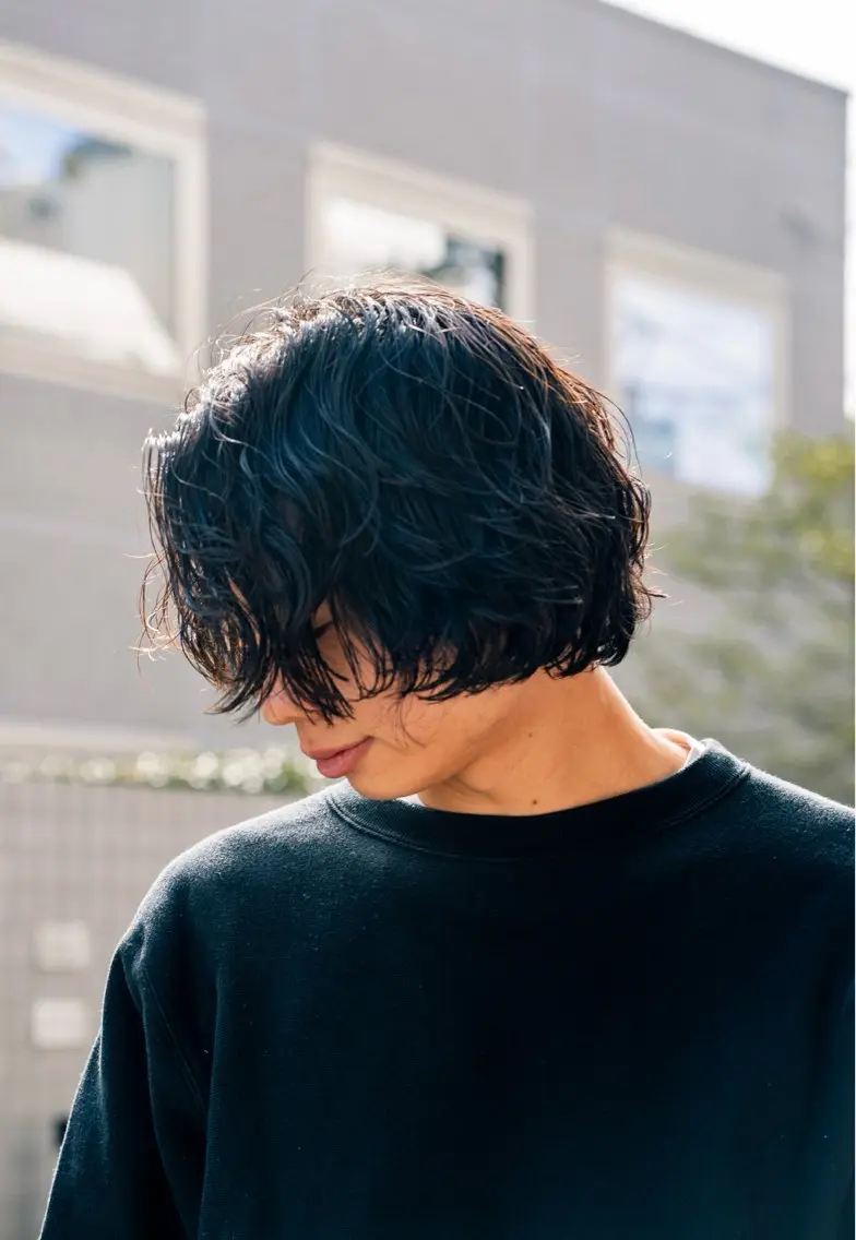 ミディアム カラー パーマ メンズ カット パーマ 🔗メンズサロン🔗 Kieのヘアスタイル