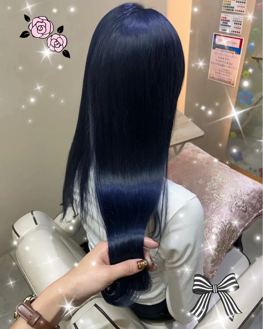 セミロング カラー ブルーカラー ネイビーカラー トリートメント ヘアカラー トリートメント 新宿駅近♡個室 ♡関口三都季🌜のヘアスタイル