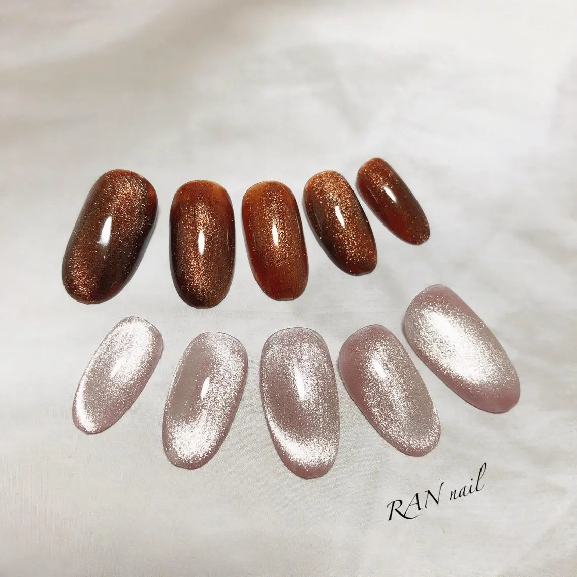 ネイル オーロラネイル ブラウン ラメ(グリッター) 冬ネイル ハンドネイル フットネイル RAN nailのネイルデザイン