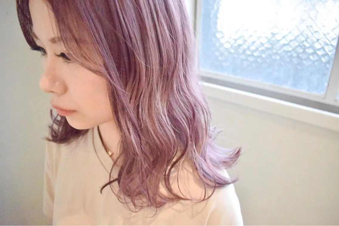 セミロング カラー ヘアアレンジ ブリーチ ケアブリーチ 透明感カラー ヘアカラー てんま さやかのヘアスタイル