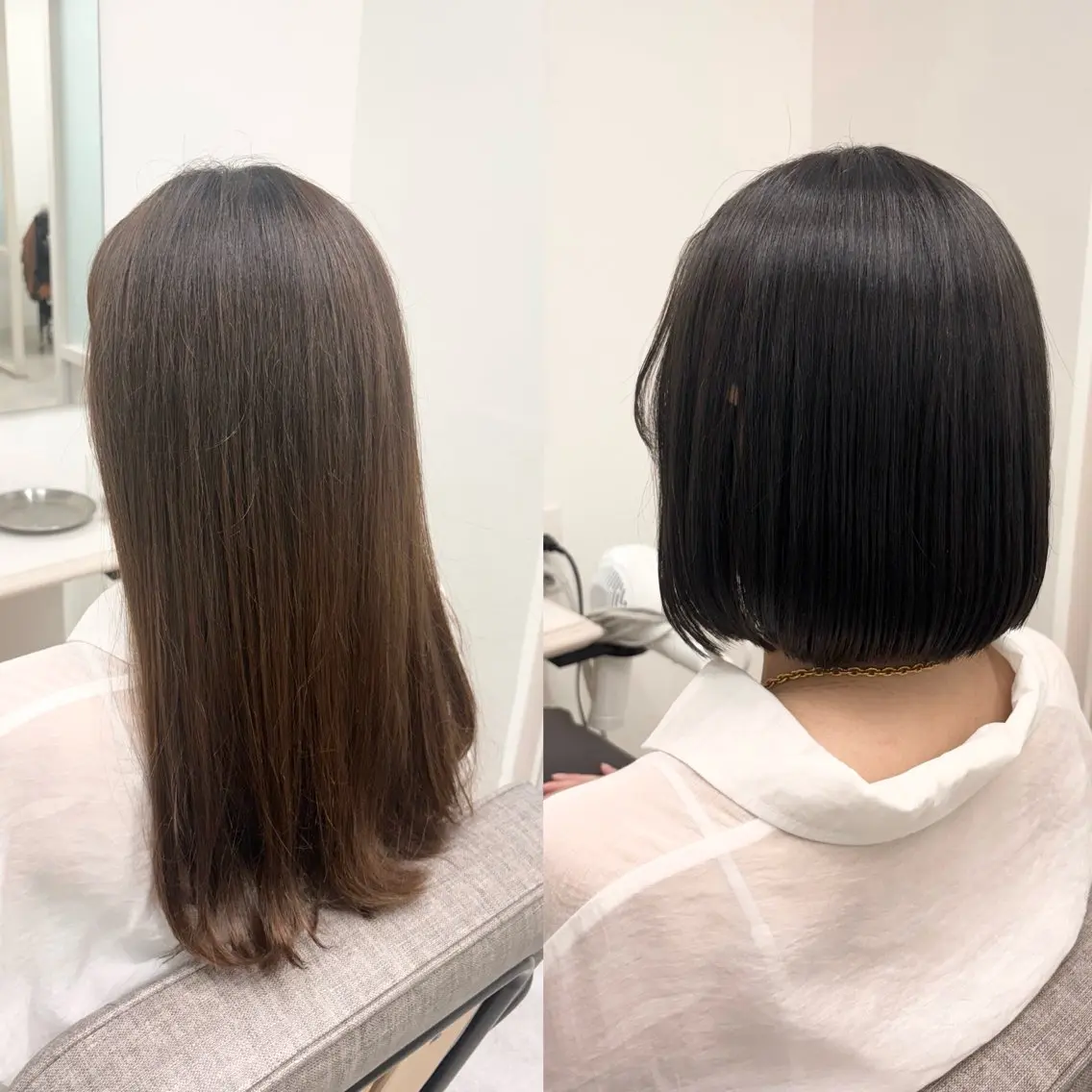 ミディアム ボブ 酸性ストレート 縮毛矯正 ヘアアレンジ🪽🎀 艶カラー/天王寺のヘアスタイル