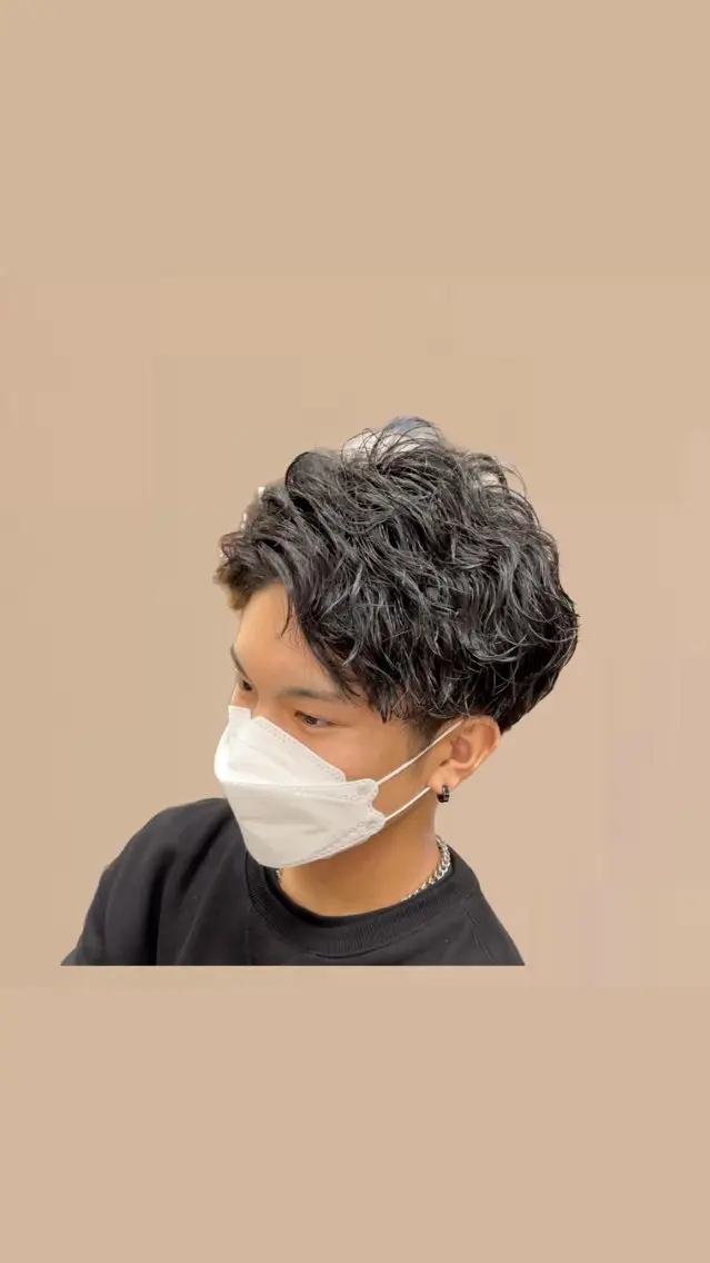 パーマ メンズ アップバング メンズパーマ 筋野 稔貴のヘアスタイル