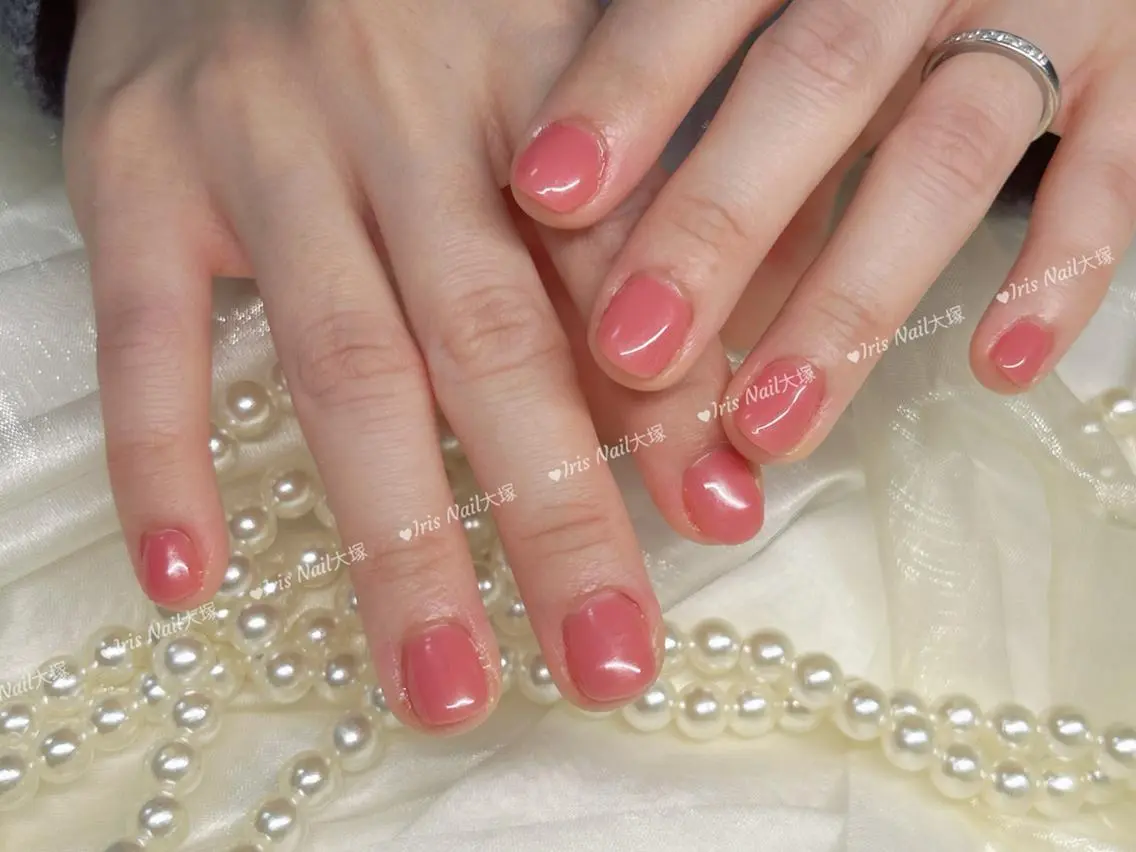 ネイル ワンカラーネイル ハンドネイル 💕藤江 月🌸🍒のネイルデザイン
