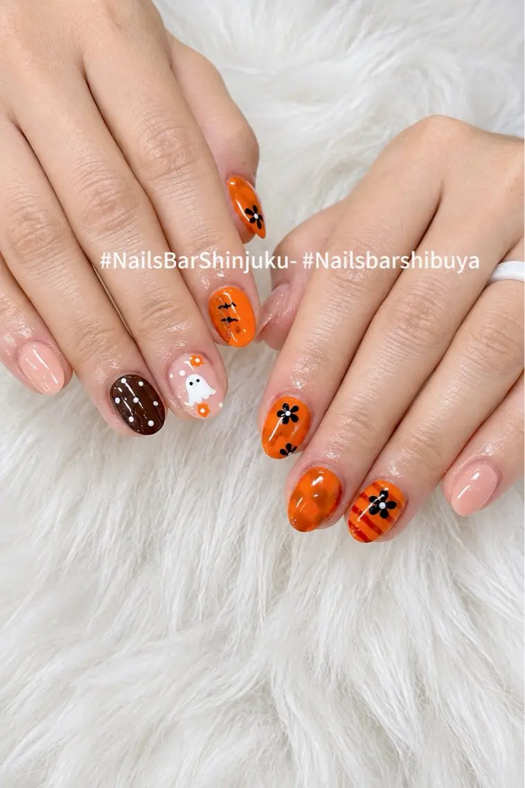 ネイル ボルドー ブラウン チークネイル ドット フットネイル NAILS BAR SHINJUKUのネイルデザイン