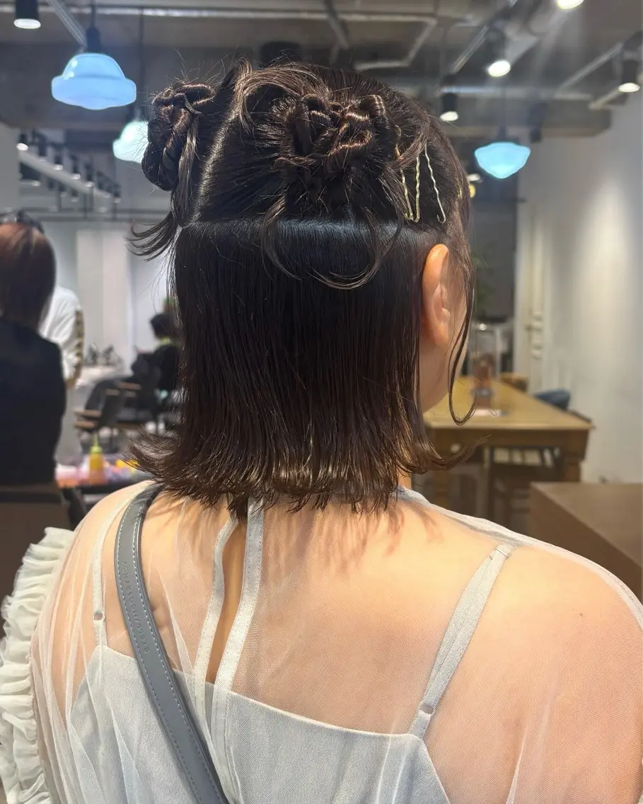 ミディアム ヘアアレンジ ヘアセット ワンカラー¥3850 /アレンジ/あみ🎶のヘアスタイル