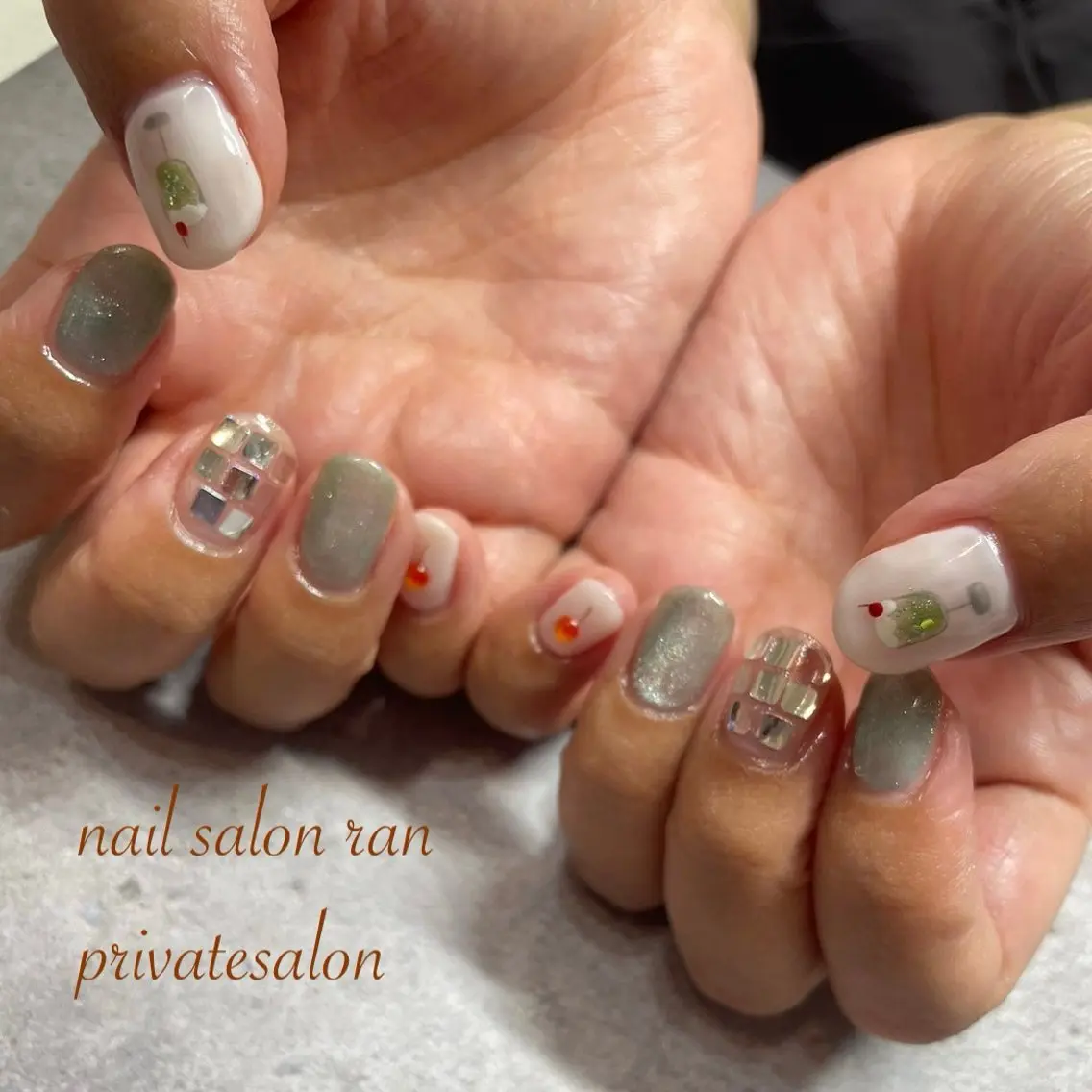 ネイル アートネイル キラキラネイル ハンドネイル ハンドケア nailsalon ranのネイルデザイン