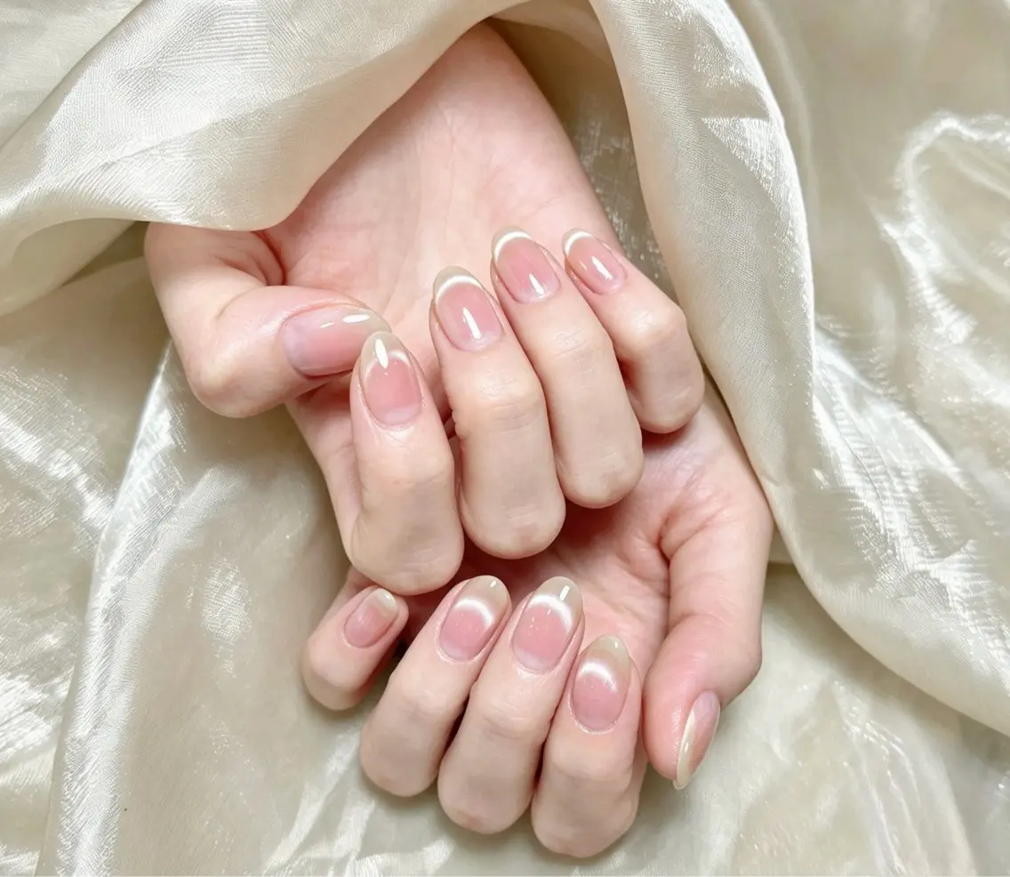 ネイル チークネイル 長さ出し フレンチネイル ジェルネイル 韓国ネイル ハンドネイル Lucky Nail Salon❶のネイルデザイン