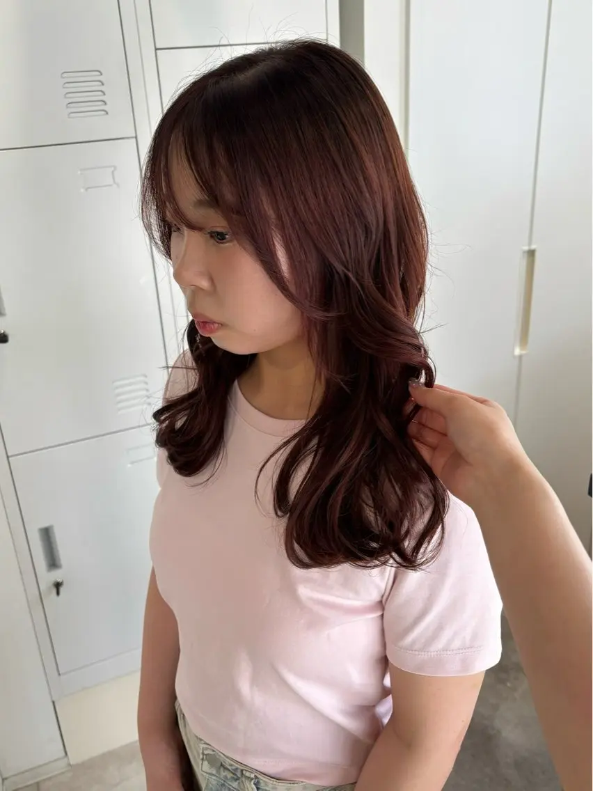 ロング カラー ブラウンカラー ピンクカラー ピンクブラウン ヘアカラー recipe la couleurちずのヘアスタイル