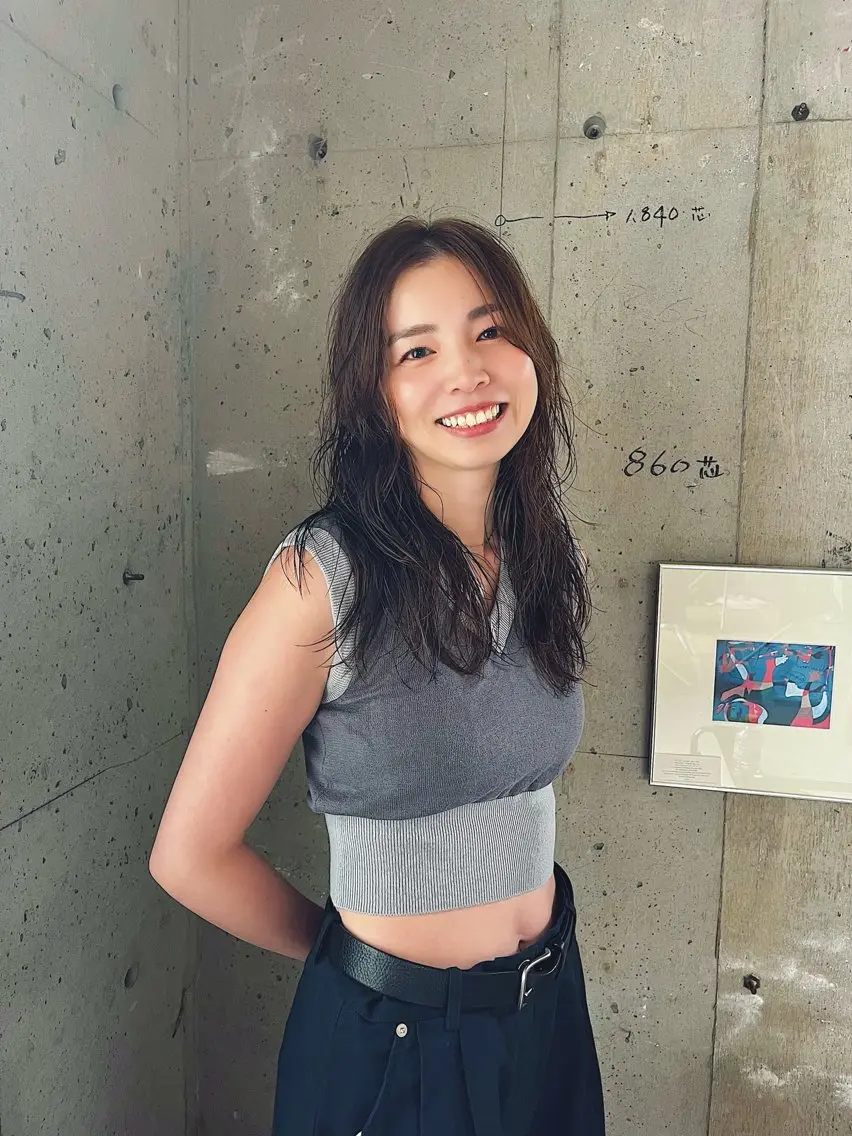 ミディアム 切りっぱなしボブ ボブレイヤー ボブ くびれヘア 韓国風ヘア 平尾薬院/IZAKI ボブ/ショート/前髪のヘアスタイル