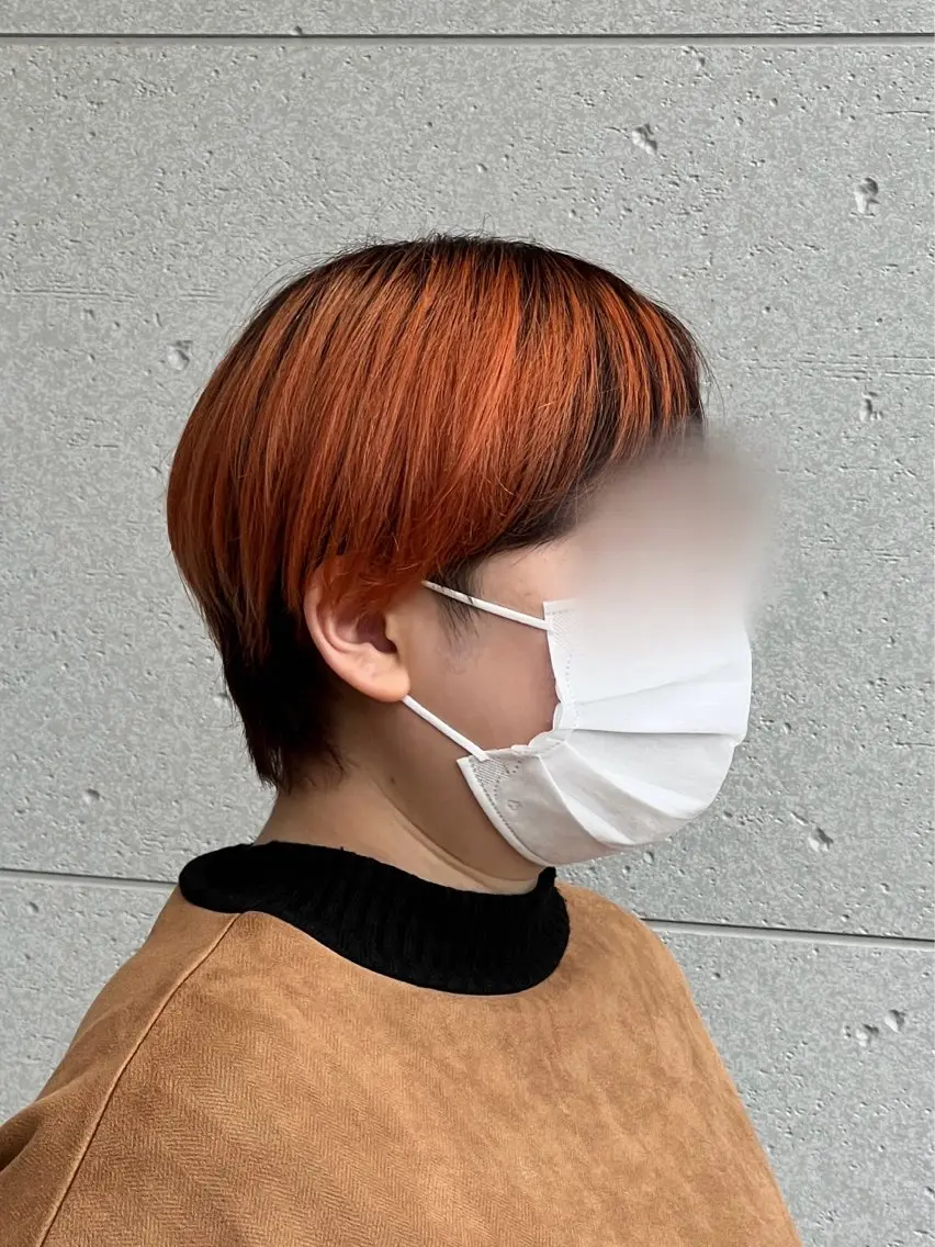 カラー ブリーチ グラデーションカラー オレンジ カット ヘアカラー トリートメント 山口 玖瑠美のヘアスタイル