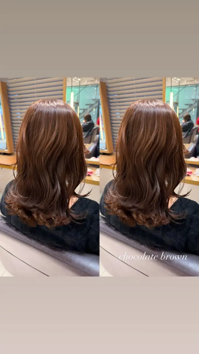 セミロング カラー ブラウンカラー チョコレートブラウン ヘアカラー トリートメント 暖色カラー/ ストレート/くるみのヘアスタイル