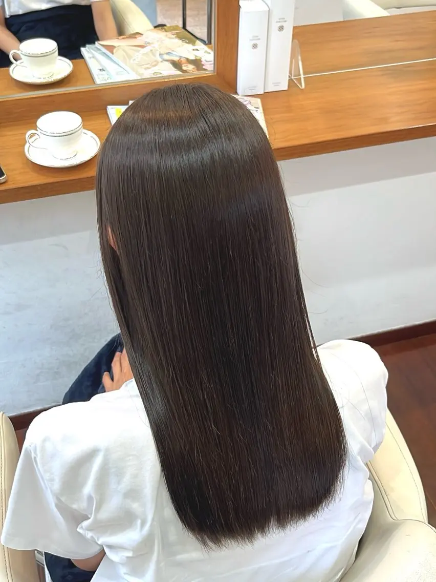 セミロング パーマ ストレートパーマ カット 縮毛矯正 今在家 玲【艶髪スト レート/メンズ】のヘアスタイル