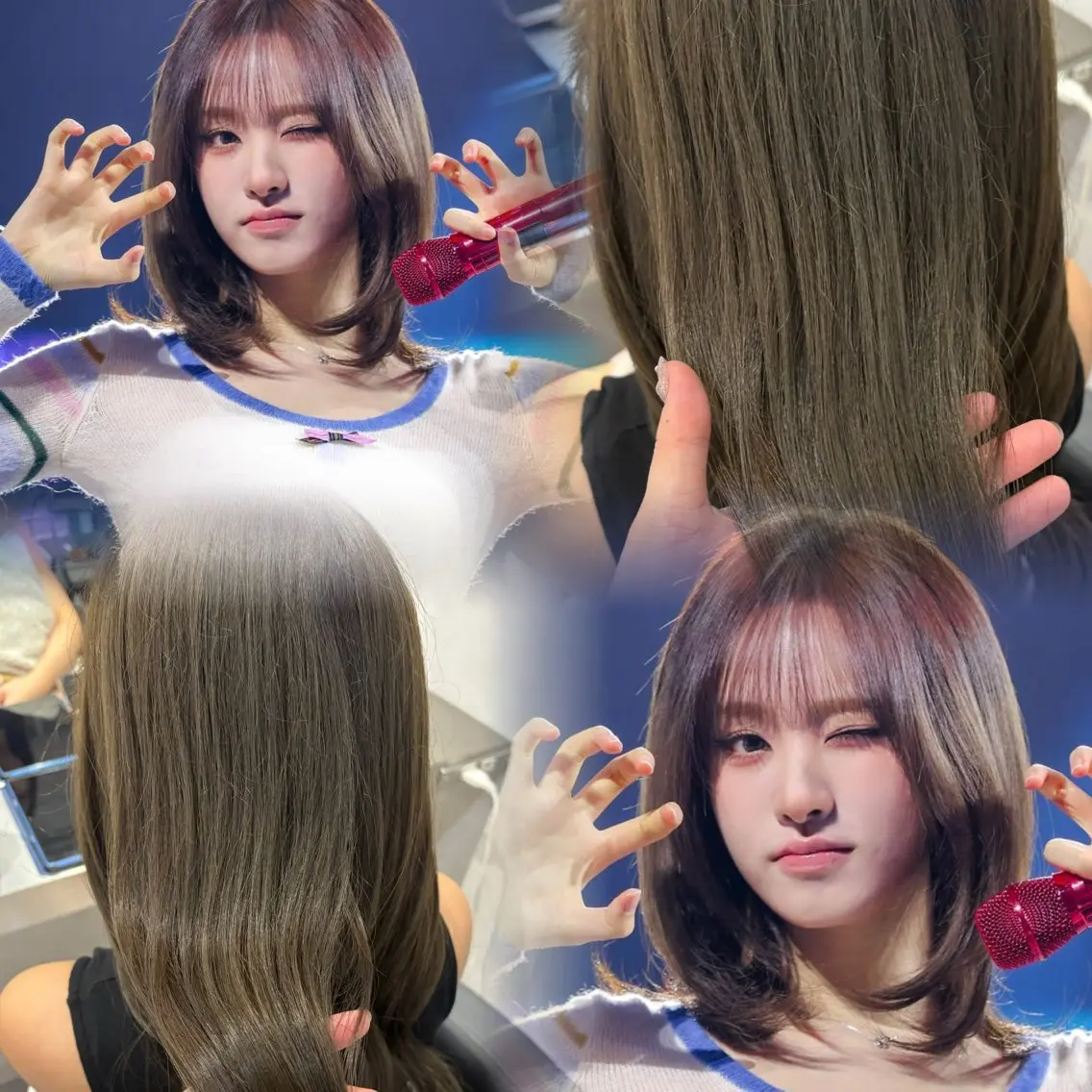 ミディアム カラー ヘアアレンジ ベージュカラー 透明感カラー オリーブベージュ 韓国風ヘア ヘアカラー トリートメント 透明感カラー/顔周り カット🌸サクラ🌸のヘアスタイル