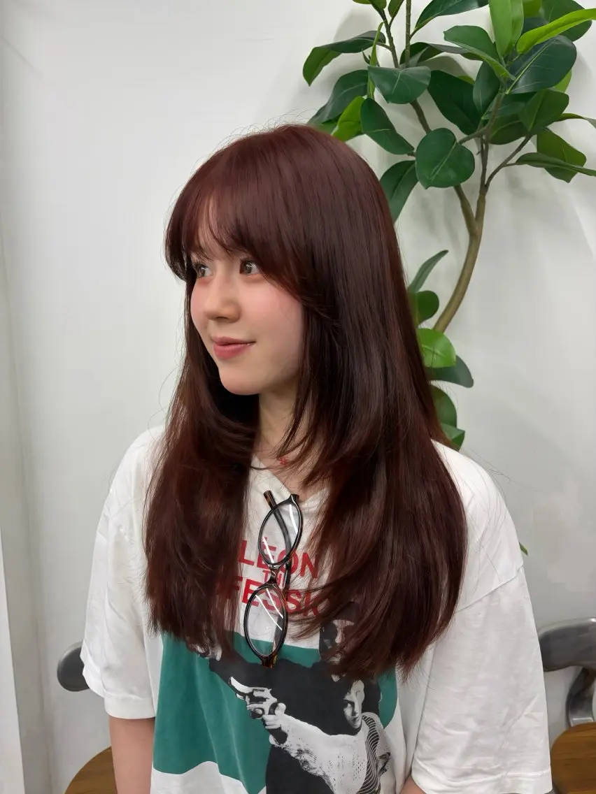 セミロング カラー ブラウンカラー オレンジ オレンジブラウン ヘアカラー トリートメント HIROKO / 透明感暖色カラー🎀のヘアスタイル