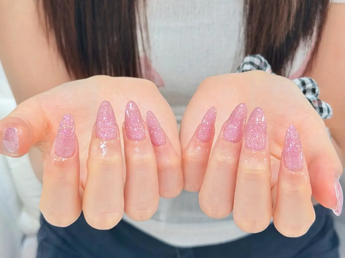 ネイル オーロラネイル 長さ出し フレンチネイル ジェルネイル マグネットネイル ハンドネイル Luci Nail Shinokuboのネイルデザイン