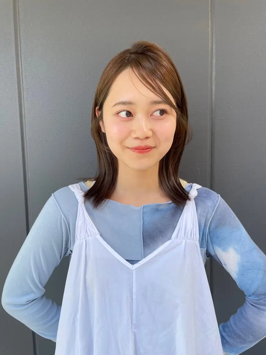 ミディアム 似合わせカット 小顔カット ブリーチなし透明感 🪄aoi🤎のヘアスタイル