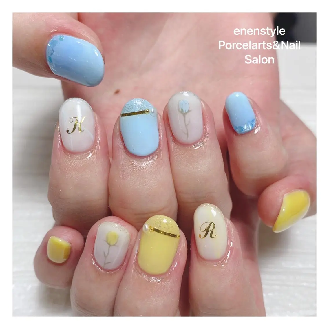 ミディアム ネイル ハンドネイル 🐾enen style 🐾のネイルデザイン