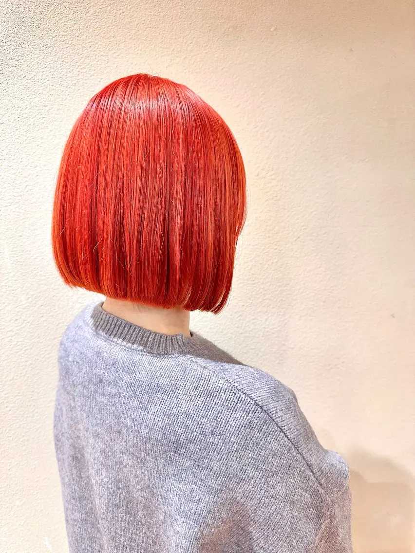 ショート カラー ブリーチ オレンジ カット ヘアカラー トリートメント 高木 陽平のヘアスタイル