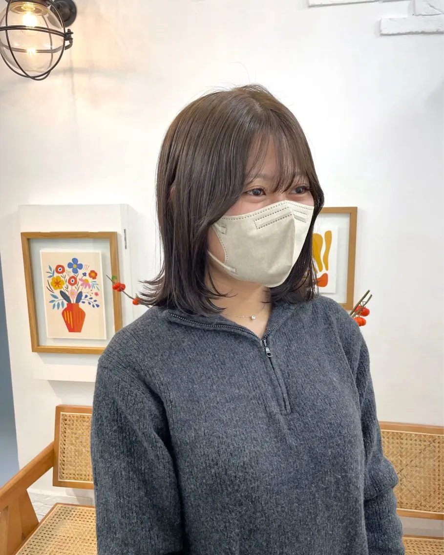 ミディアム カラー ベージュカラー ブリーチ ダブルカラー ブリーチなしカラー オリーブベージュ ヘアカラー トリートメント ✨髪質改善✨原宿 えのもと　はなのヘアスタイル