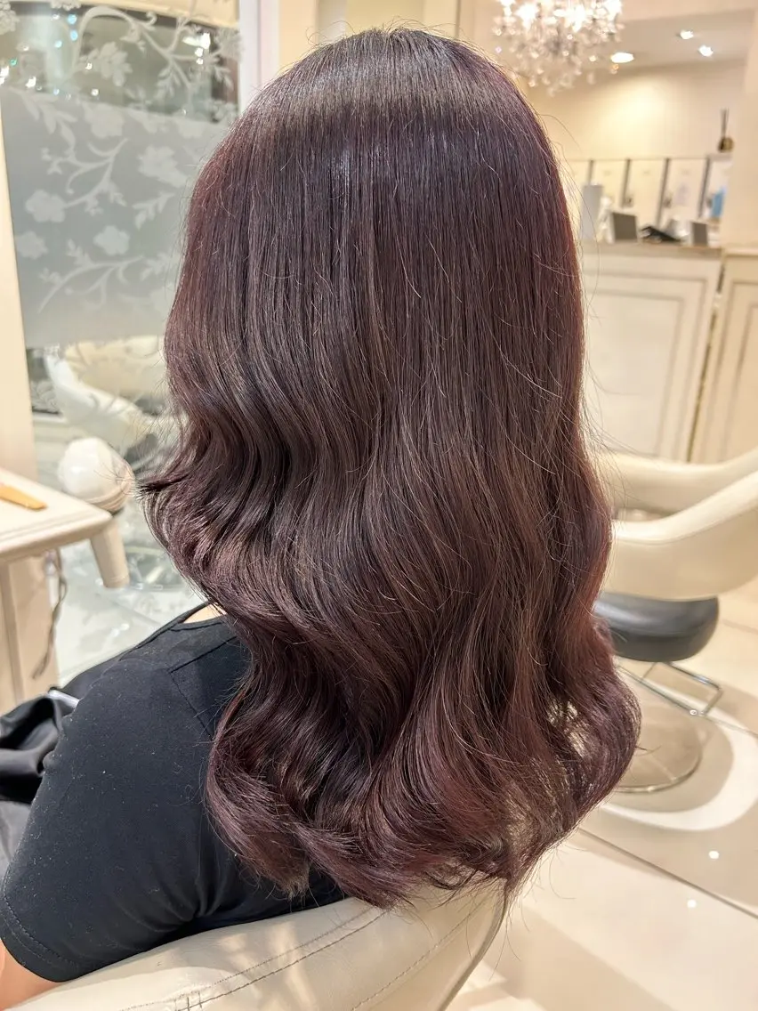 ロング カラー ブリーチ ブラウンカラー ロング トリートメント 生活が楽になる縮毛/ ブリーチなしカラーのヘアスタイル