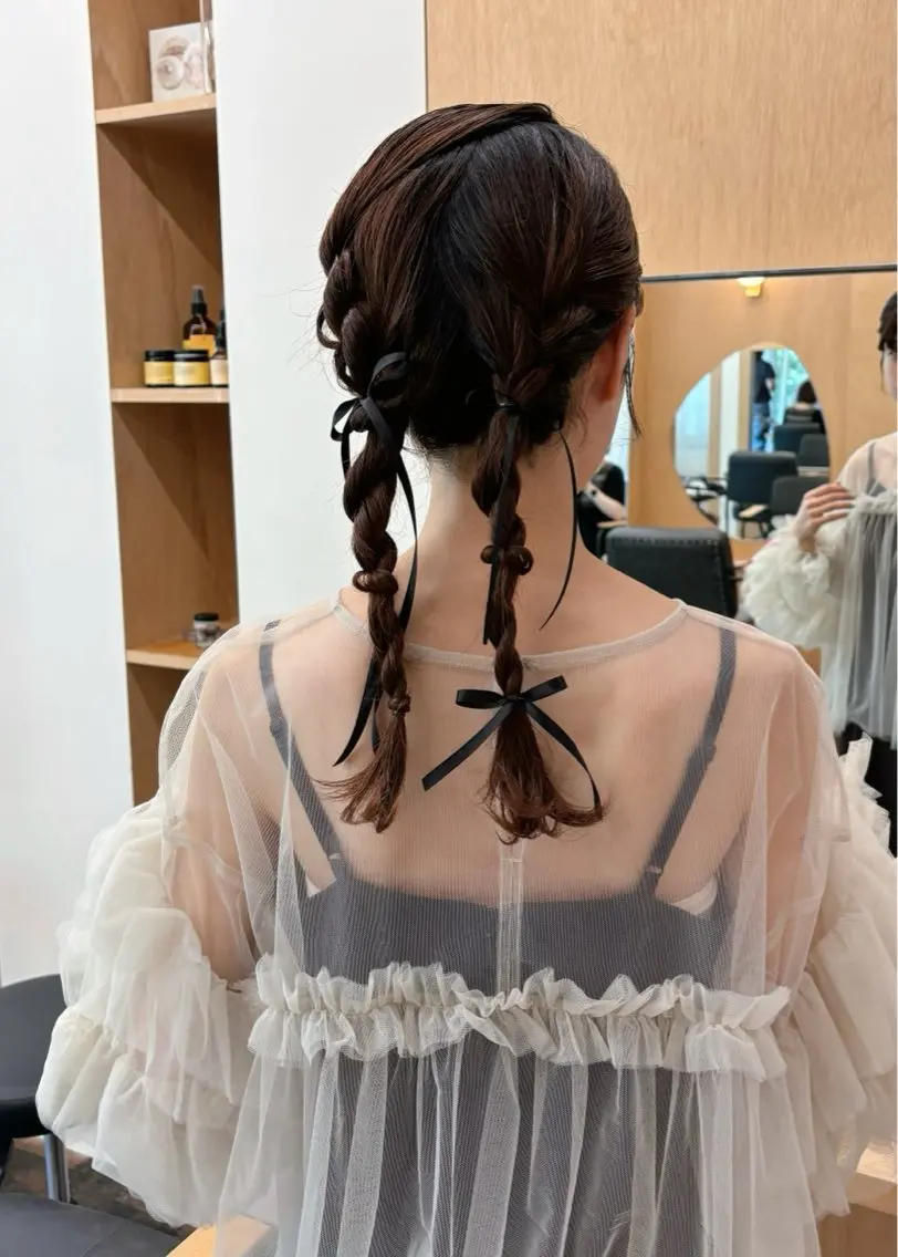 セミロング カラー ヘアアレンジ 結婚式・ブライダル ヘアセット 西山 紗耶香🪽 透明感カラー/ボブのヘアスタイル